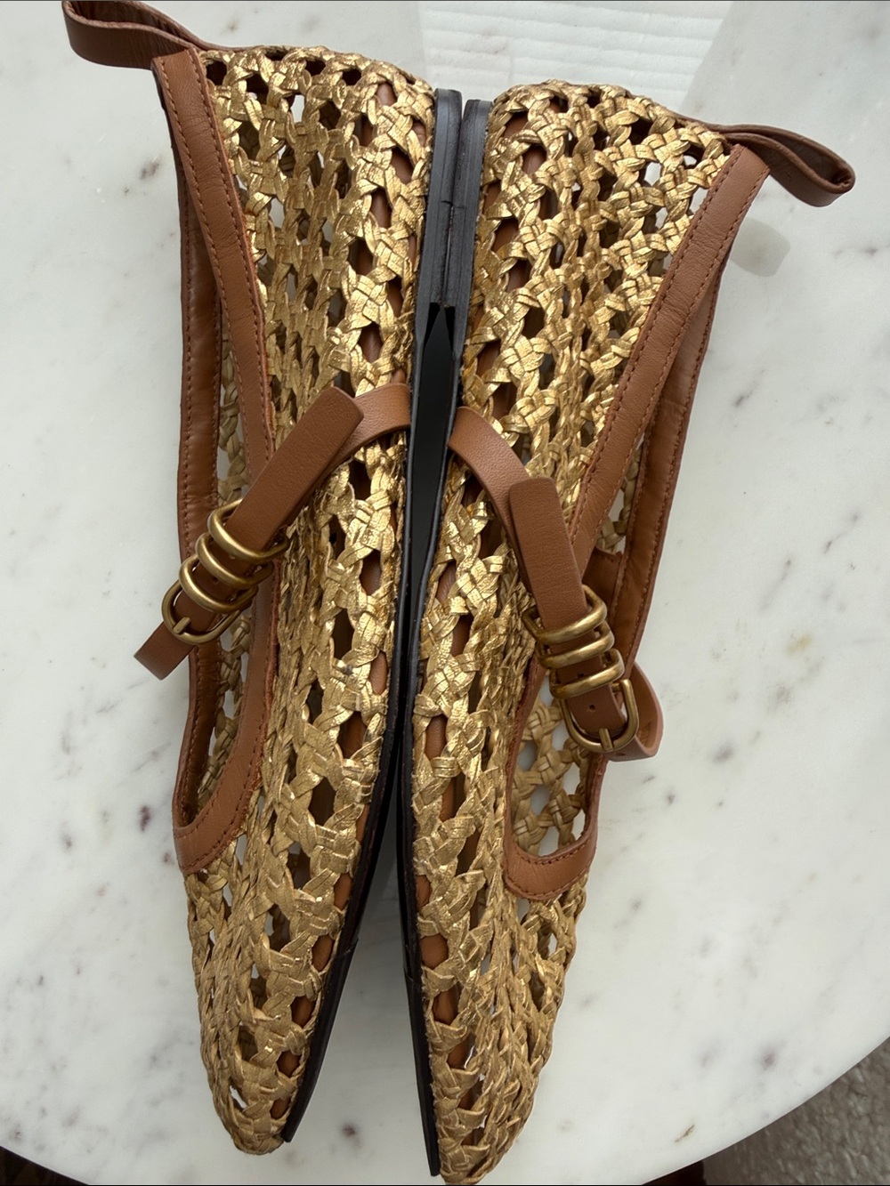rag & bone Tan and Gold Woven Mary Jane Flats - Picture 6 of 10